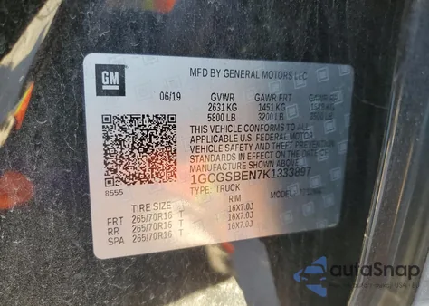 2019 Chevrolet Colorado from USA, damaged, VIN 1GCGSBEN7K1333897